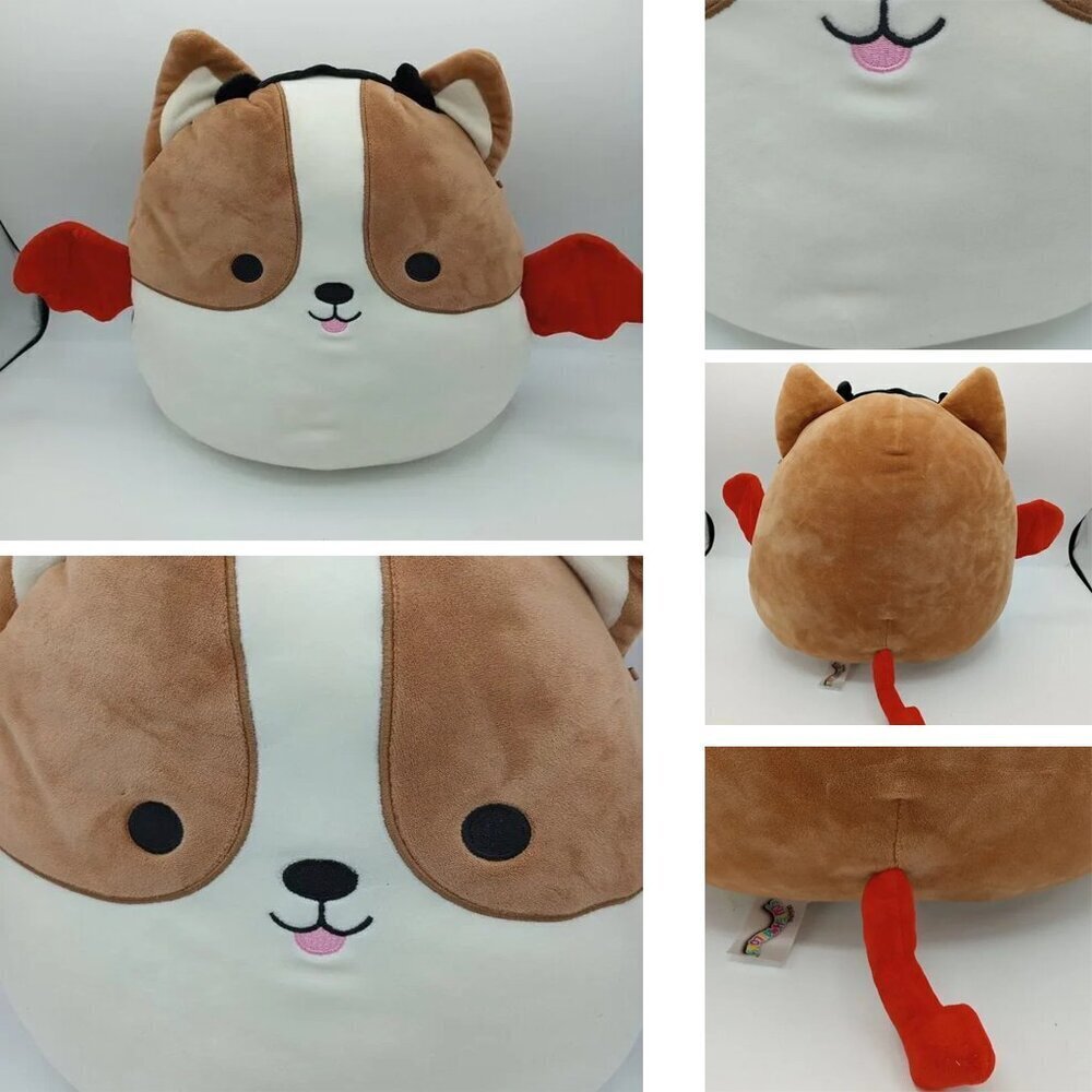 Kellytoy Squishmallow Reginald Corgi 12" Devil Costume Wings Horns Tail Soft